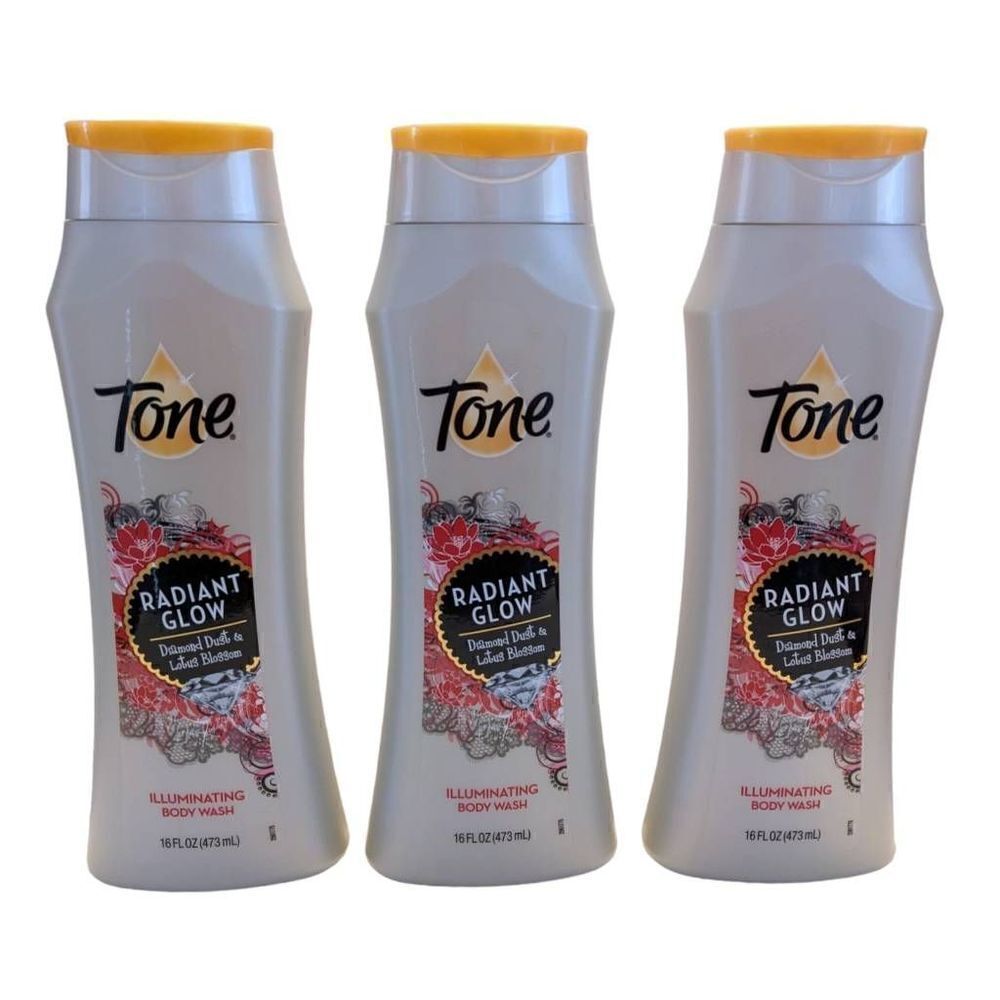 Tone Radiant Glow Illuminating‎ Body Wash 16 fl oz Lot of 3 Diamond Dust Lotus